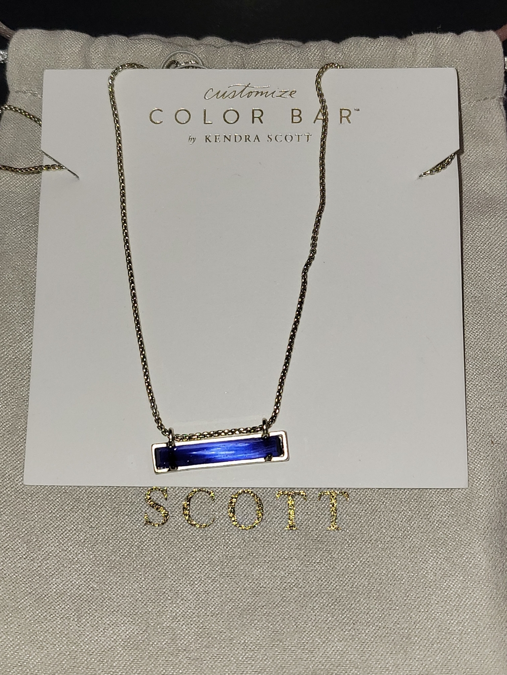 Scott Gold Chain Necklace with Blue ColorBar Pendant
